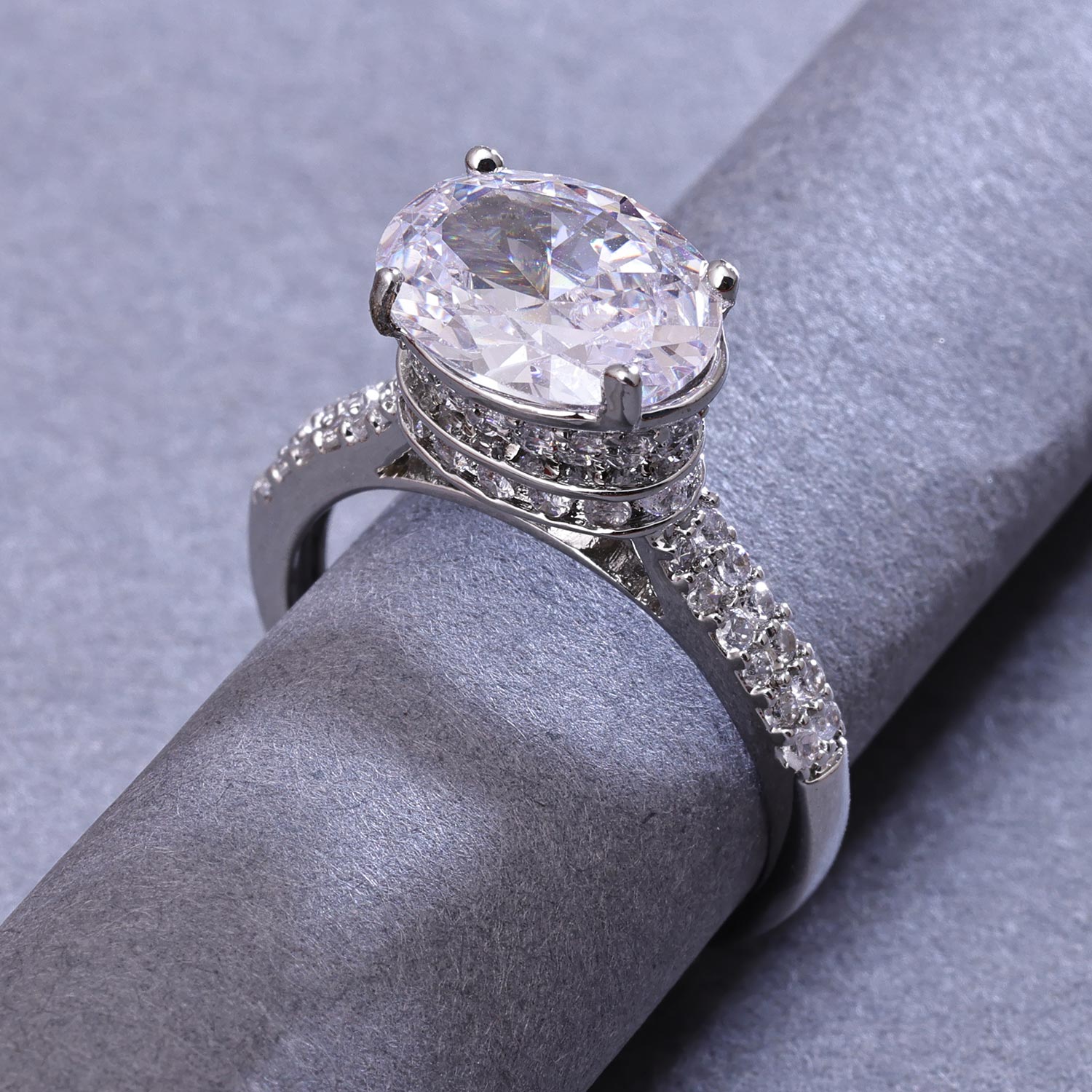 Sukkhi Eye Silver Rhodium Plated CZ Ring for Women