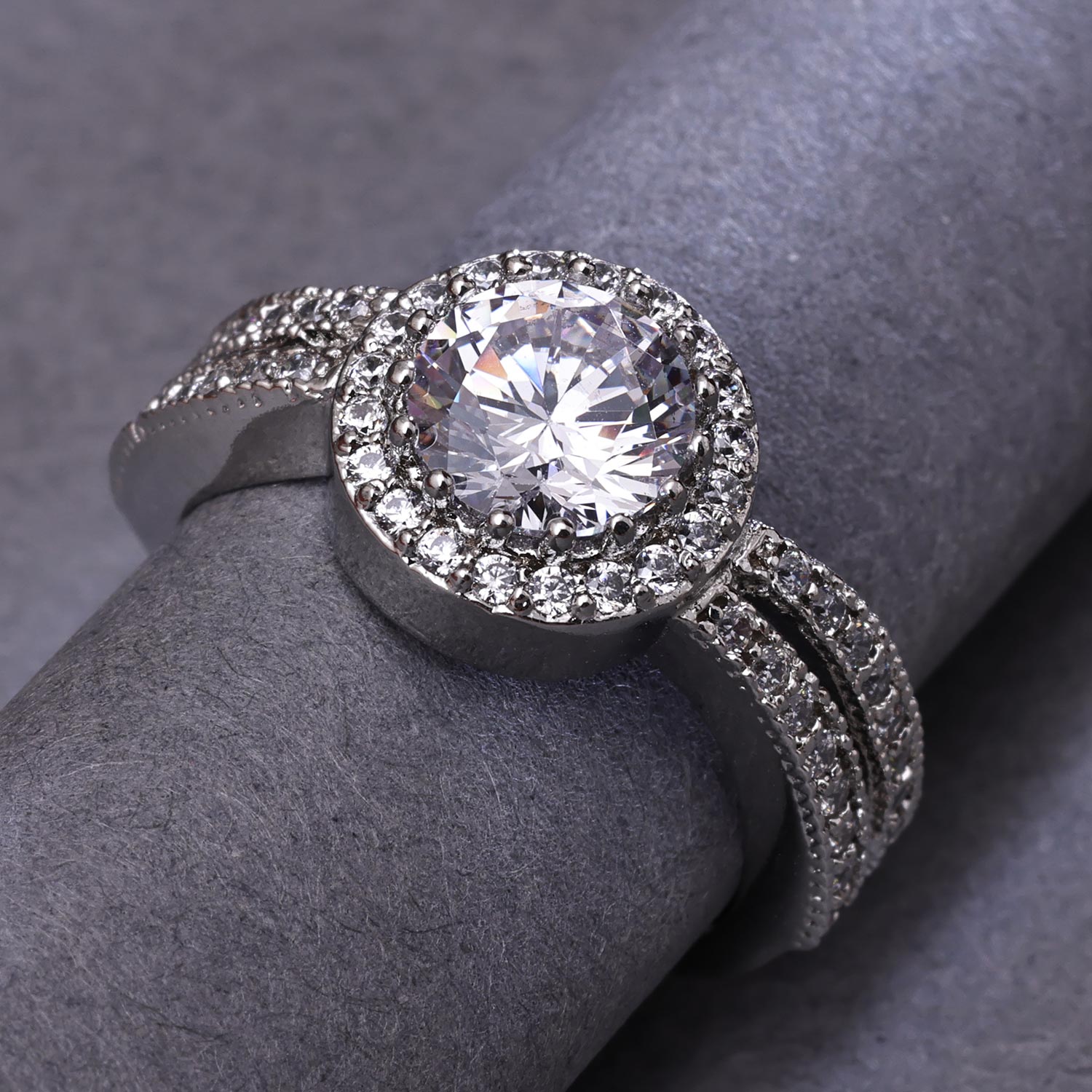 Sukkhi Adorable Silver Rhodium Plated CZ Ring for Women