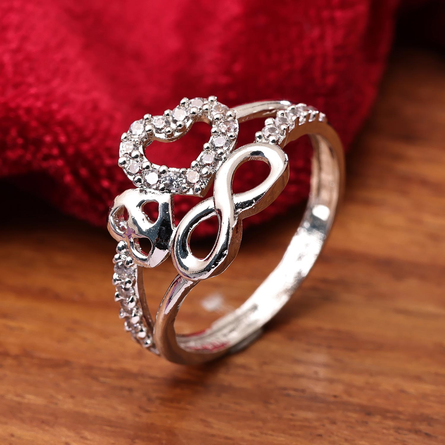 Sukkhi Incrediable Silver Floral Rhodium Plated CZ Ring for Women