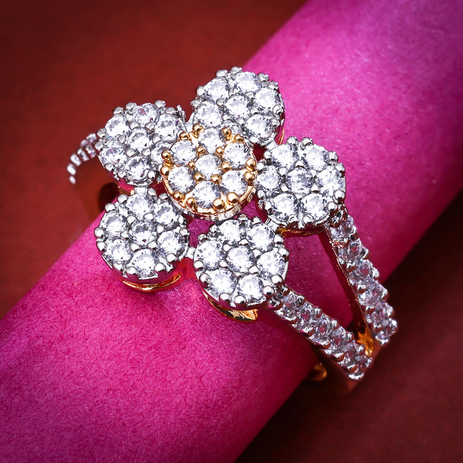 Sukkhi Amazing Golden Gold CZ Ring for Women