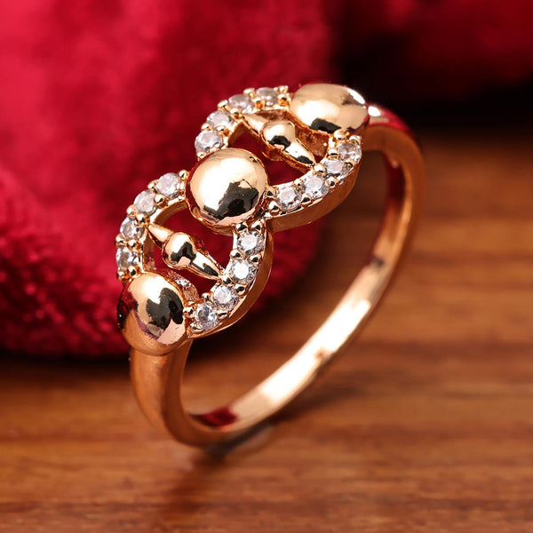 Sukkhi Beautiful Golden Love Gold Plated CZ Ring for Women 