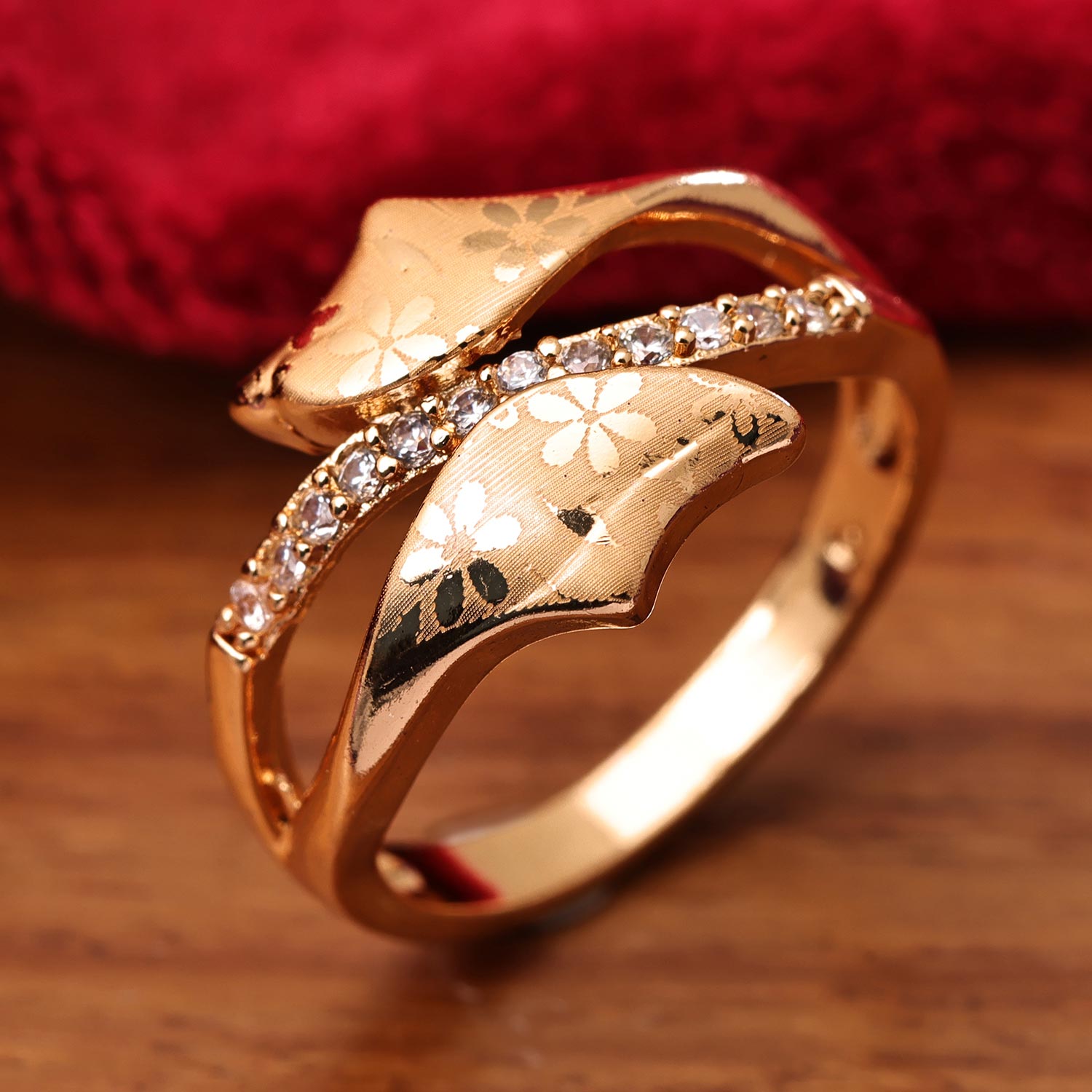 Sukkhi Spectacular Golden Gold Plated CZ Ring for Women