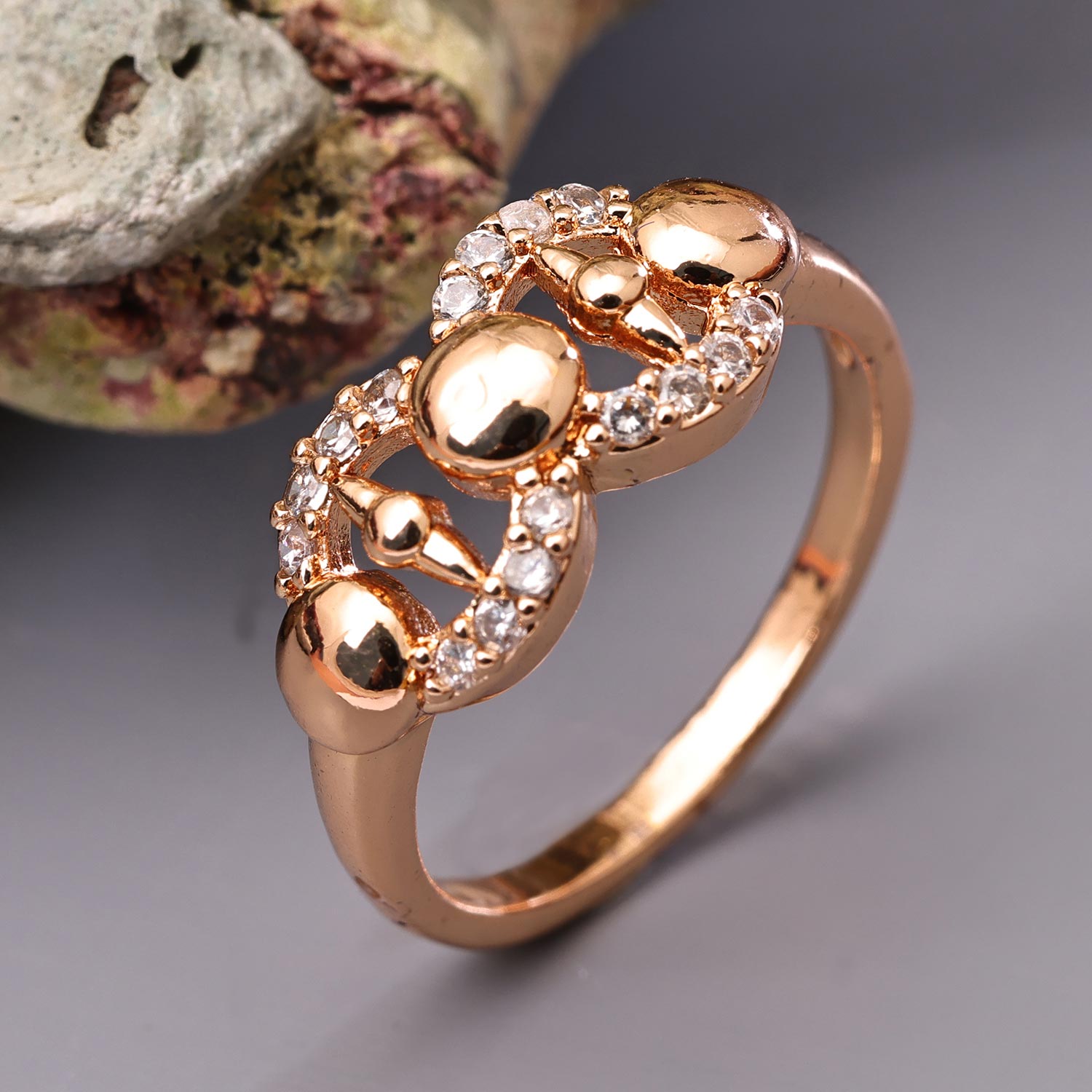 Sukkhi Glemaing Golden Gold Plated CZ Ring for Women