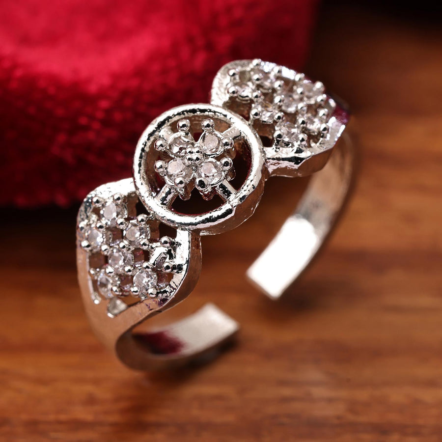 Sukkhi Incrediable Silver Rhodium Plated CZ Ring for Women