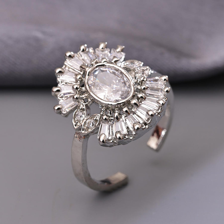 Sukkhi Eye Silver Rhodium Plated CZ Ring for Women