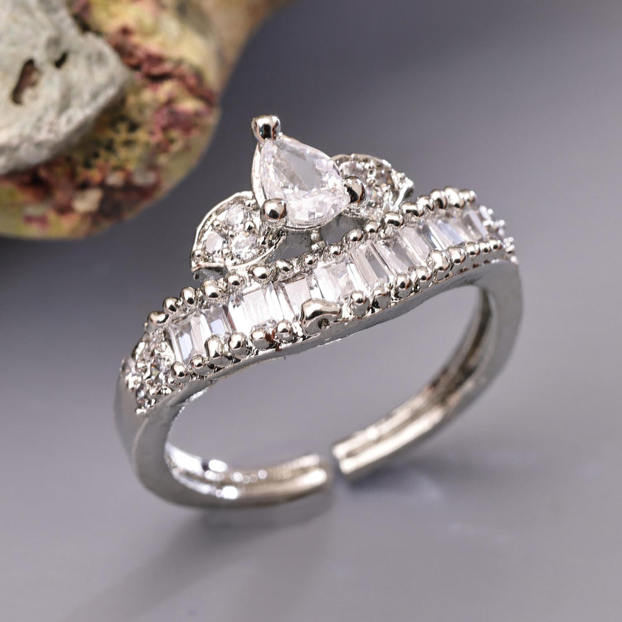 Sukkhi Splendid Silver Rhodium Plated CZ Ring for Women