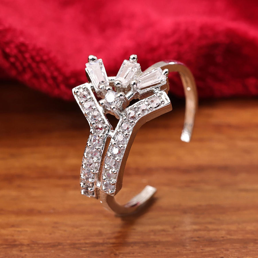 Sukkhi Beautiful Silver Rhodium Plated CZ Ring for Women