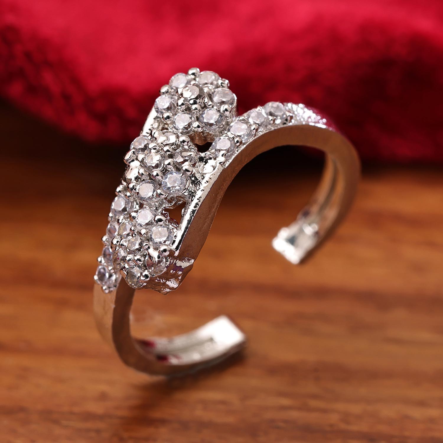 Sukkhi Spectacular Silver Rhodium Plated CZ Ring for Women