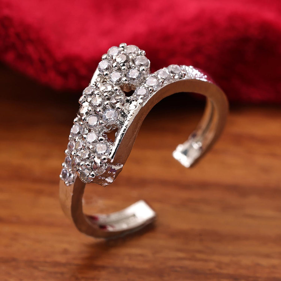 Sukkhi Spectacular Silver Rhodium Plated CZ Ring for Women