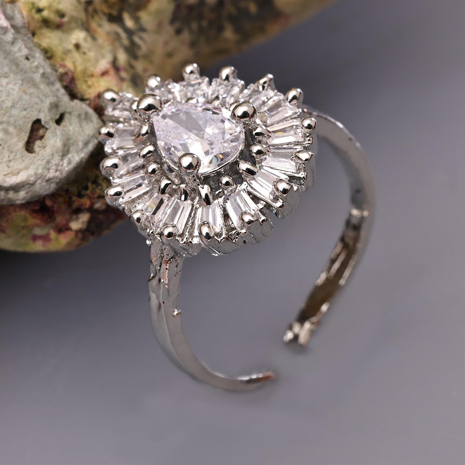 Sukkhi Trendy Silver Rhodium Plated CZ Ring for Women