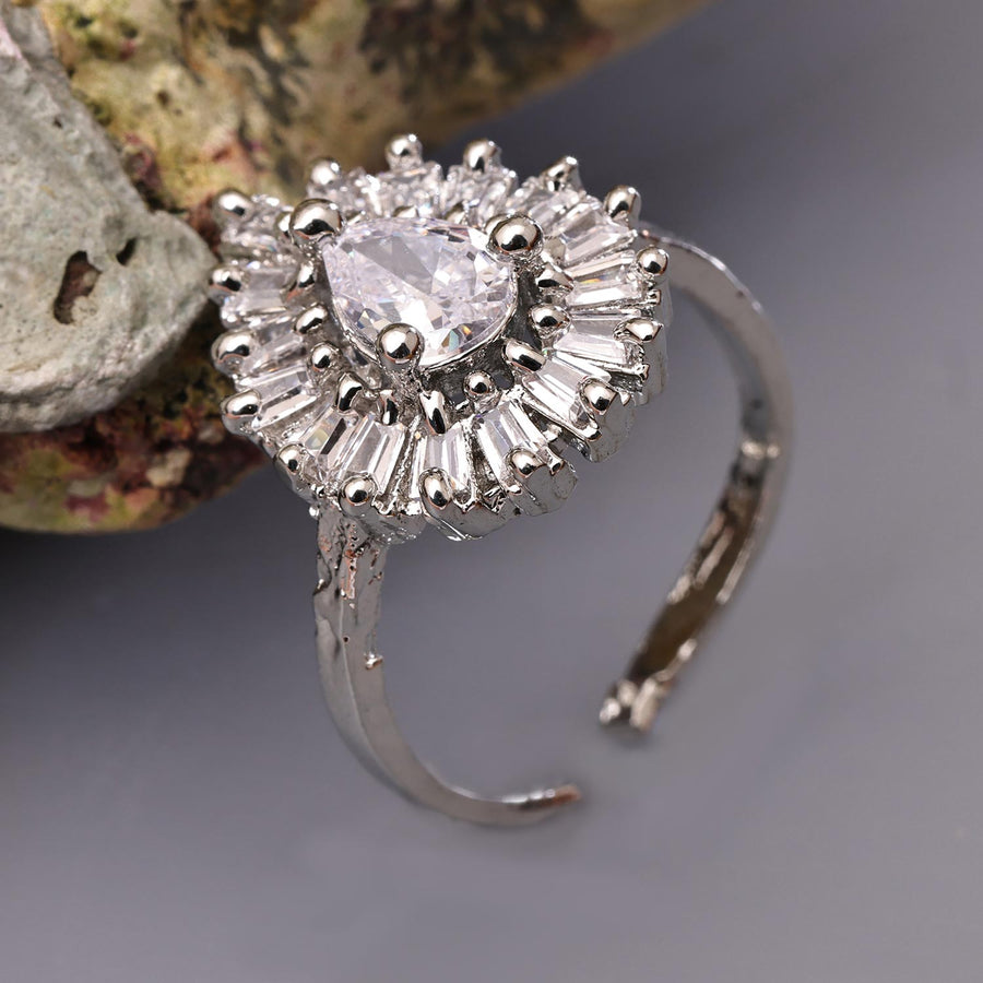 Sukkhi Trendy Silver Rhodium Plated CZ Ring for Women