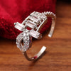 Sukkhi Glittery Silver Rhodium Plated CZ Ring for Women