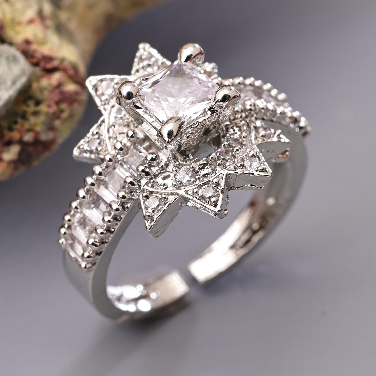 Sukkhi Brilliant Silver Rhodium Plated CZ Ring for Women