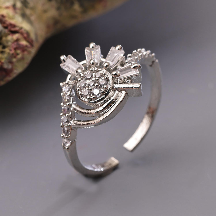 Sukkhi Amazing Silver Rhodium Plated CZ Ring for Women