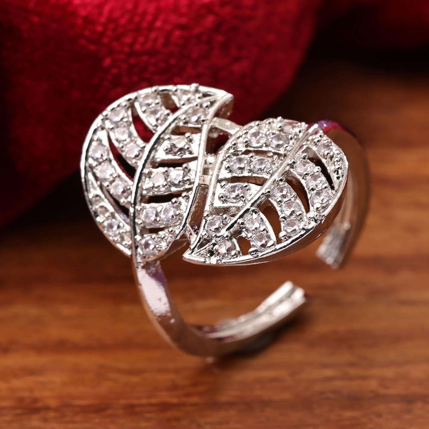 Sukkhi Glimmery Silver Rhodium Plated CZ Ring for Women