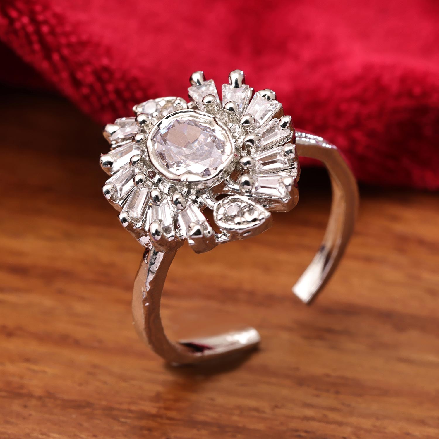 Sukkhi Lovely Silver Rhodium Plated CZ Ring for Women