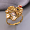 Sukkhi Stunning Golden Gold Plated Kundan Ring for Women