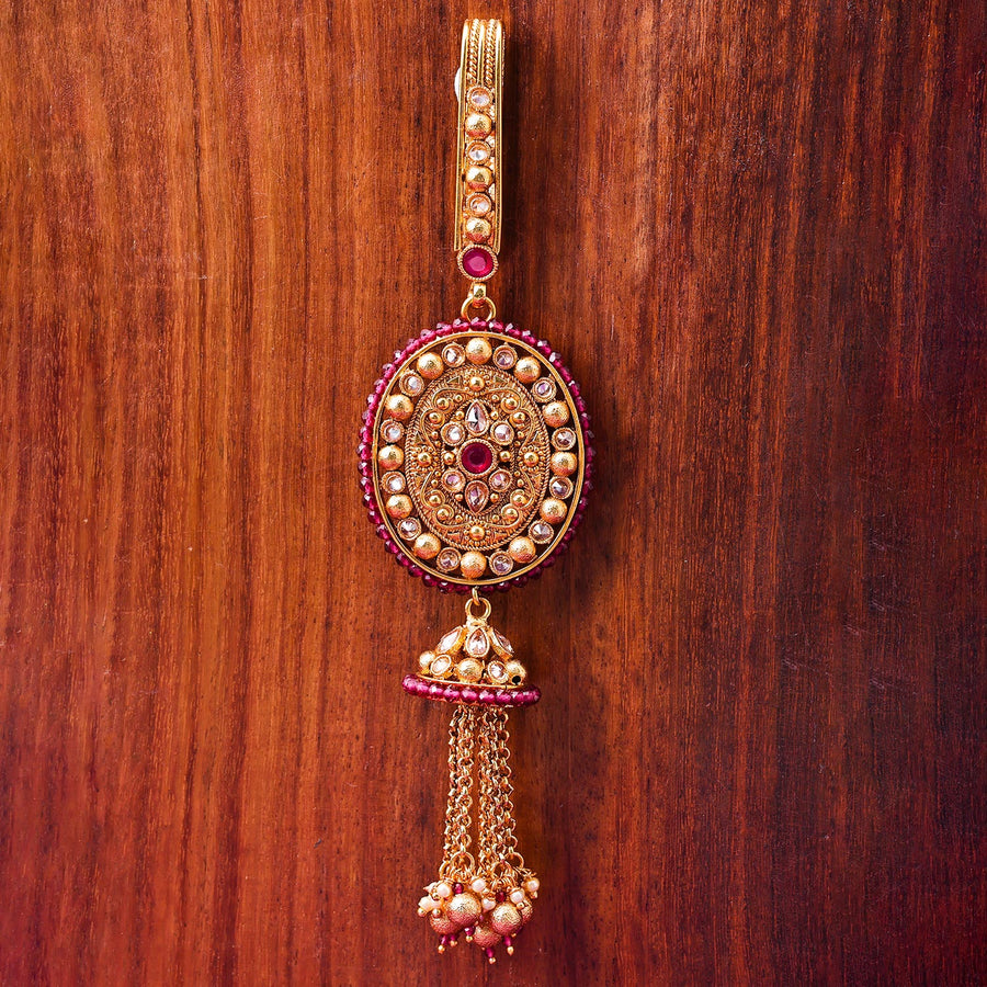 Sukkhi Exclusive Golden Gold Plated kundan & Pearl Chabi Challa for Women