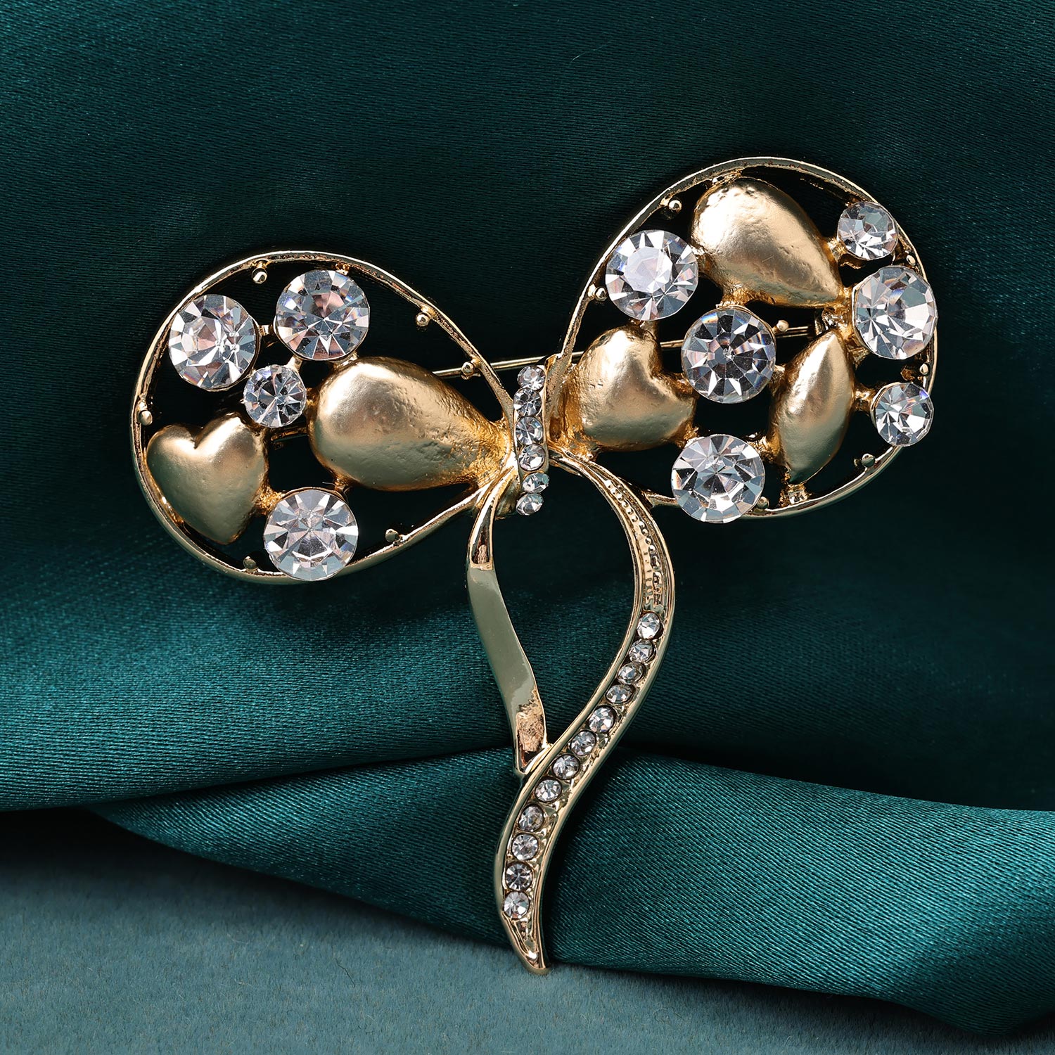 Sukkhi Marvelous Golden Gold Plated CZ Brooch for Women