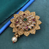 Sukkhi Glossy Golden Gold Plated kundan & Pearl Brooch for Women