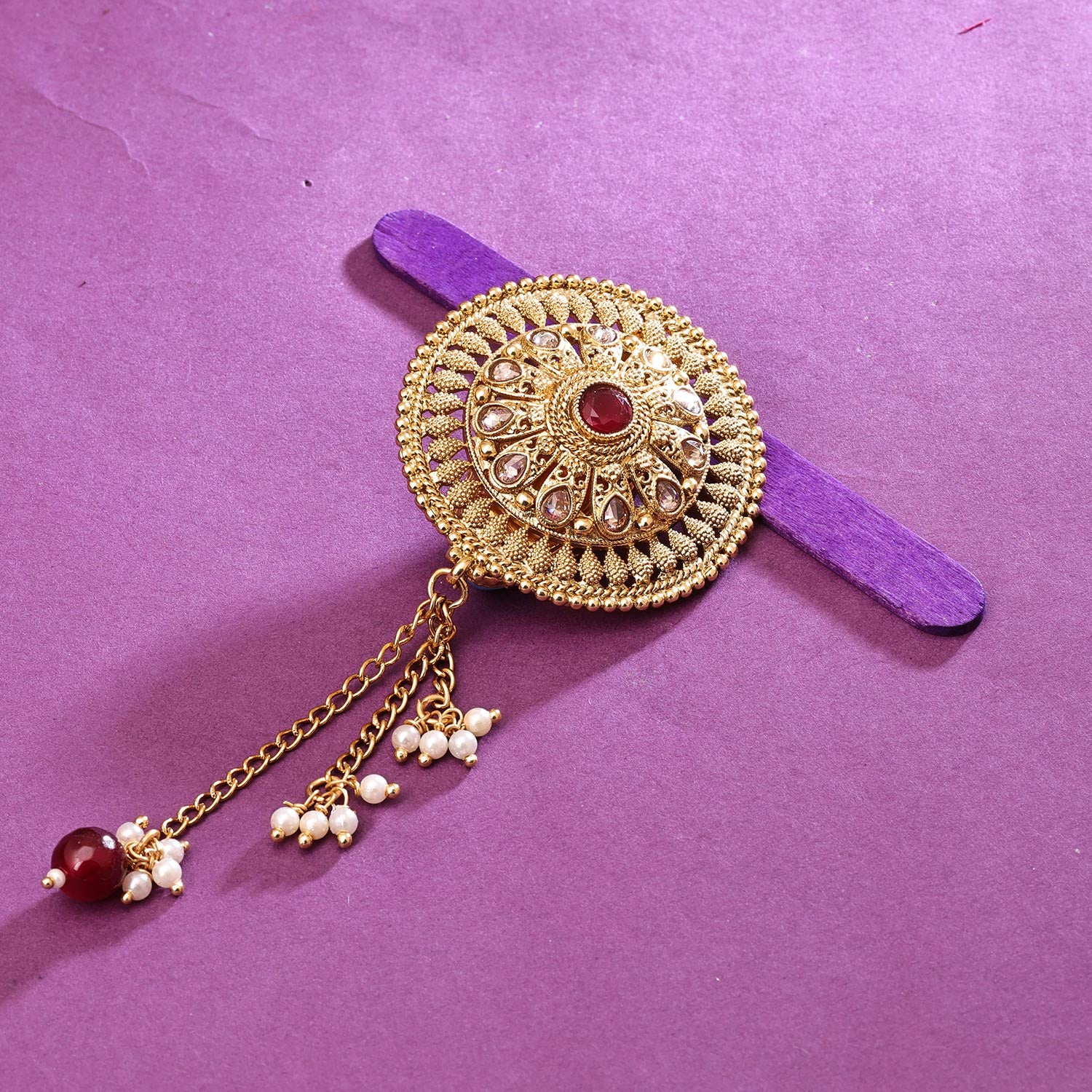 Sukkhi Fashionable Golden Gold Plated Pearl Brooch for Women