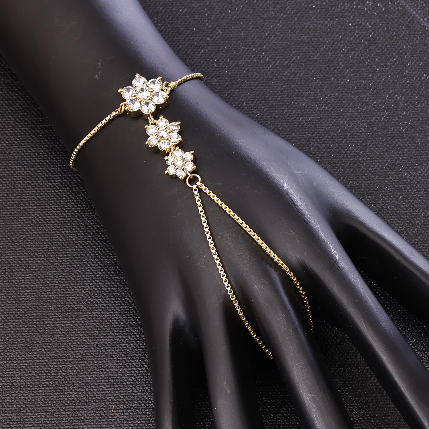 Sukkhi Delightful Golden Gold Plated CZ Haathpan for Women