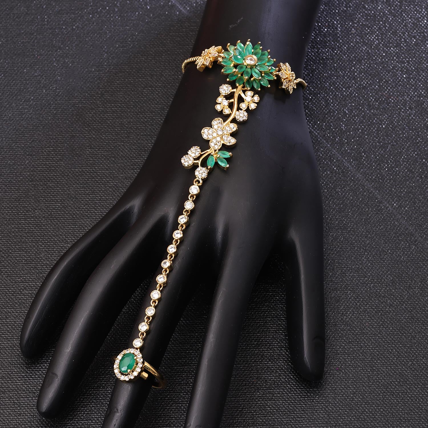 Sukkhi Sparkling Golden Gold Plated CZ Haathpan for Women