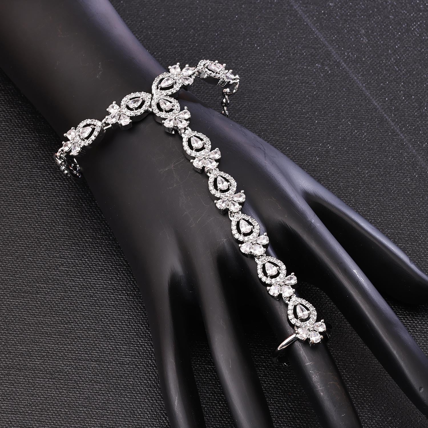 Sukkhi Designer Silver Rhodium Plated CZ Haathpan for Women