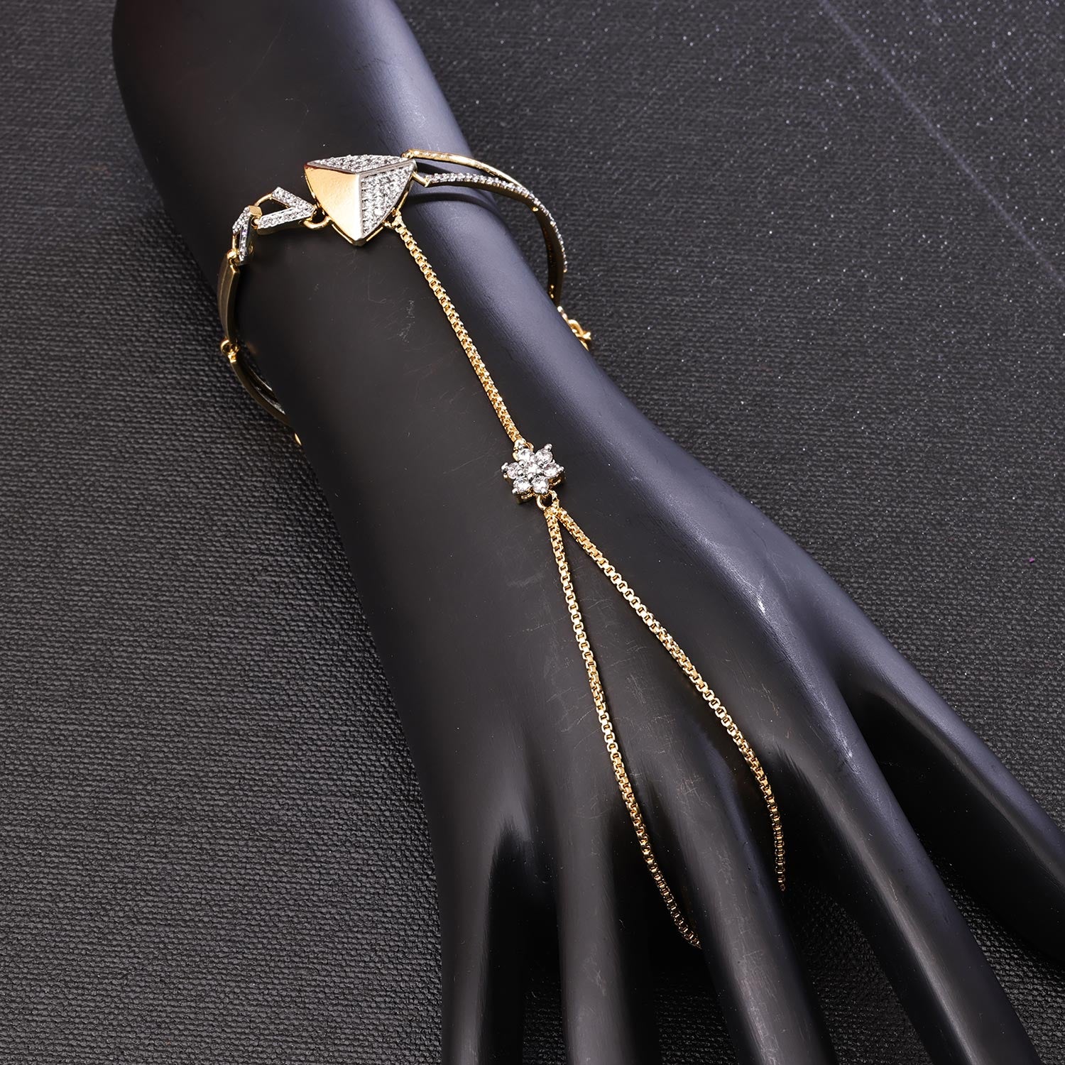 Sukkhi Stunning Golden Gold Plated CZ Haathpan for Women