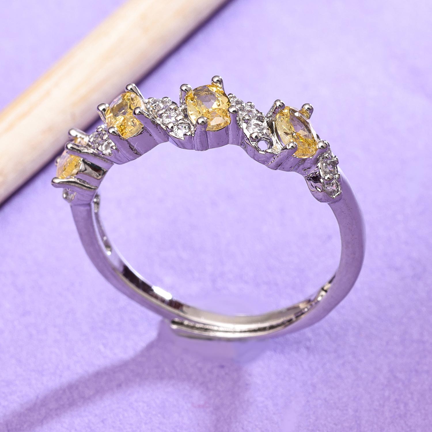Sukkhi Trendy Silver Rhodium Plated CZ Ring for Women