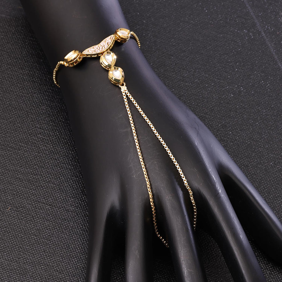 Sukkhi Attractive Golden Gold Plated Kundan Haathpan for Women