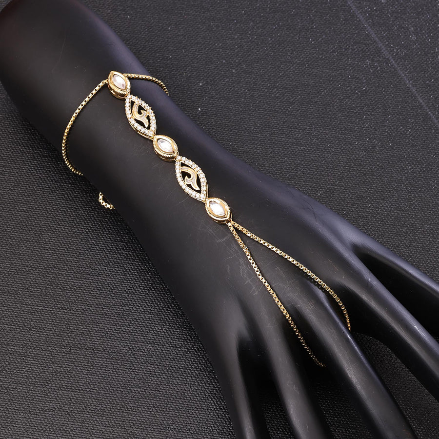 Sukkhi Gleaming Golden Gold Plated CZ Haathpan for Women