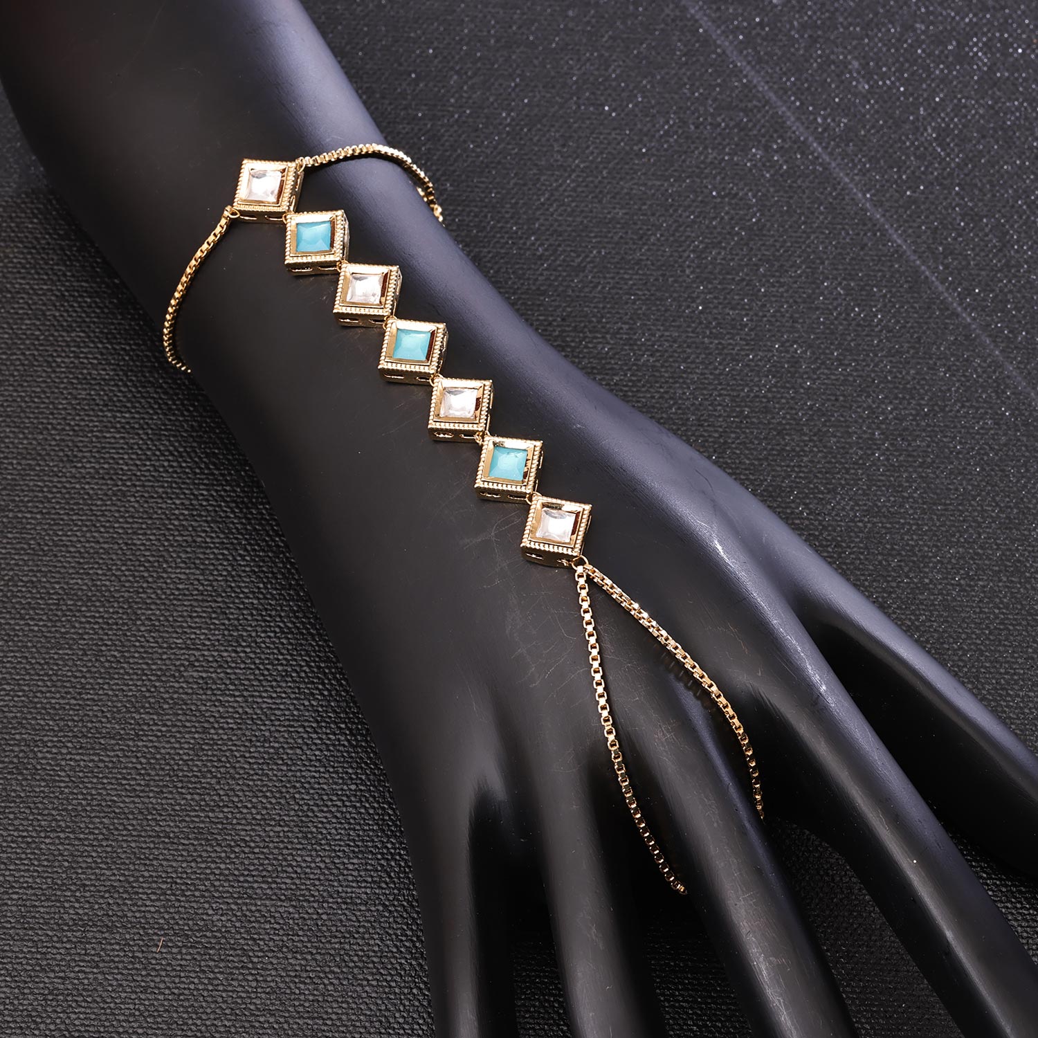 Sukkhi Glossy Golden Gold Plated Kundan Haathpan for Women