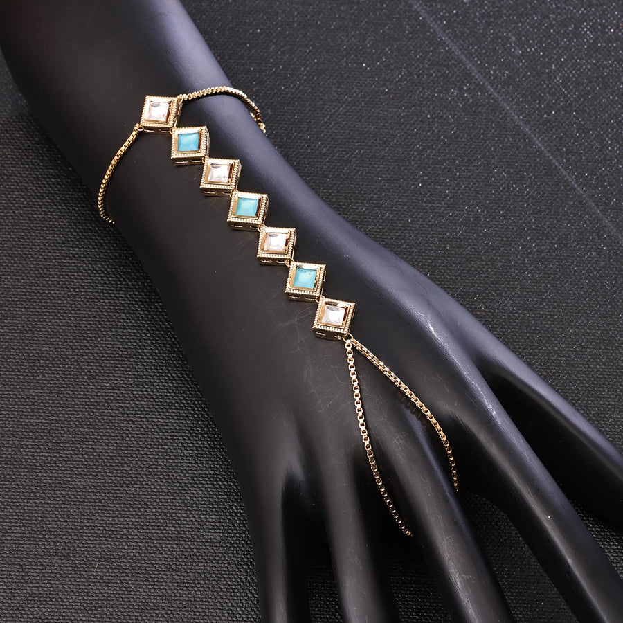 Sukkhi Glossy Golden Gold Plated Kundan Haathpan for Women