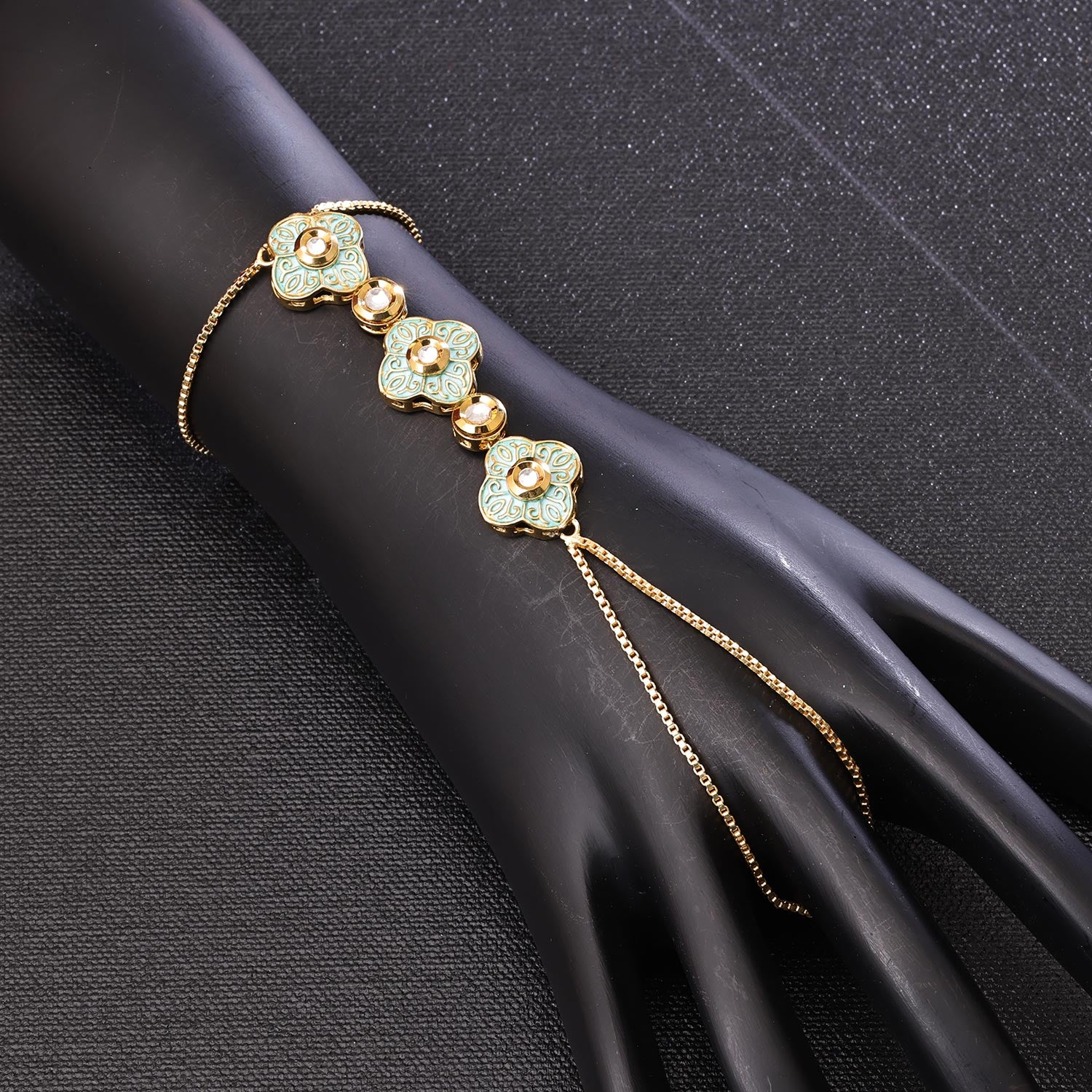 Sukkhi Eye Golden Gold Plated Kundan Haathpan for Women