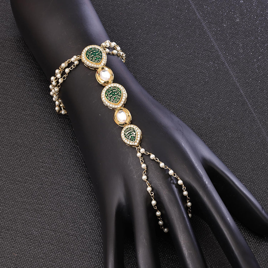 Sukkhi Splendid Golden Gold Plated CZ Haathpan for Women