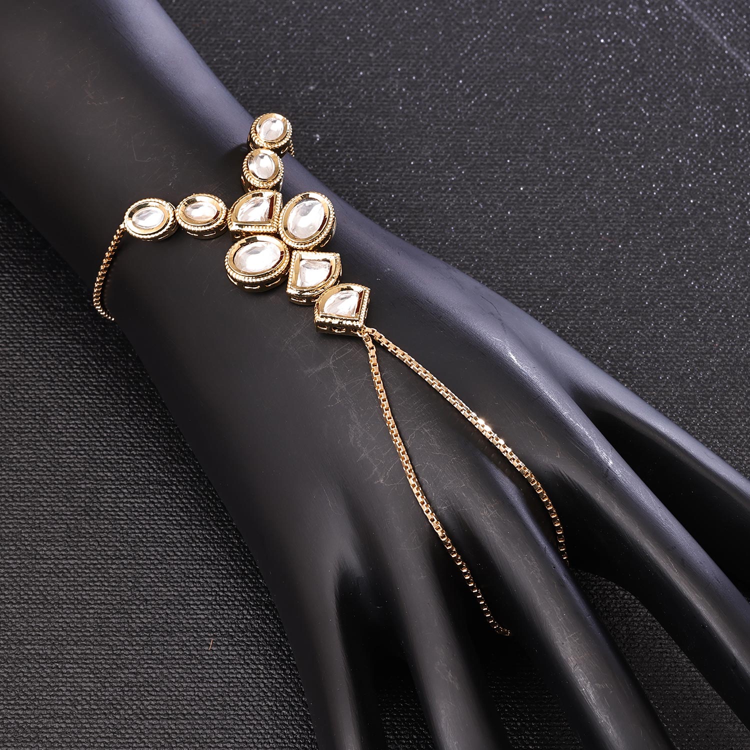 Sukkhi Adorable Golden Gold Plated Kundan Haathpan for Women