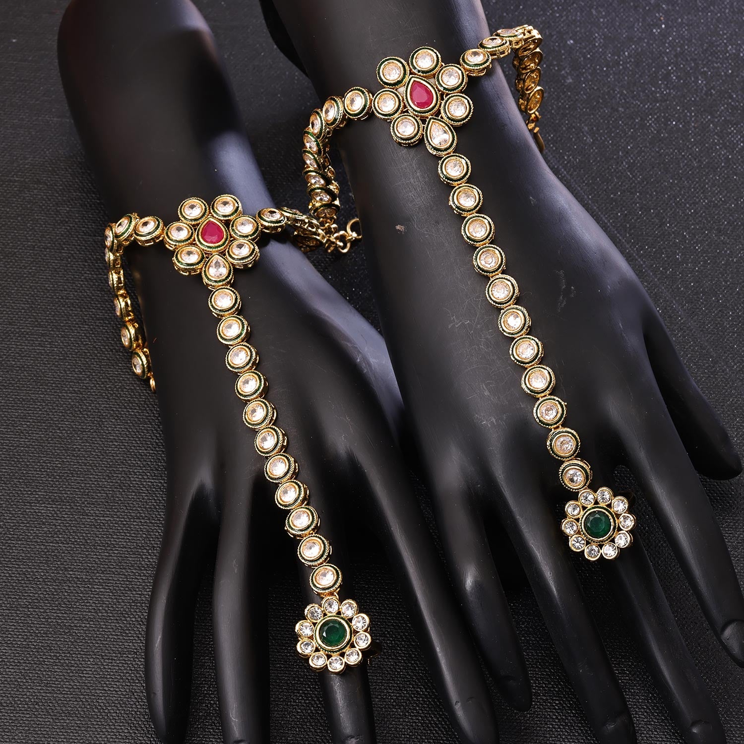 Sukkhi Glittery Golden Gold Plated kundan & Pearl Haathpan for Women