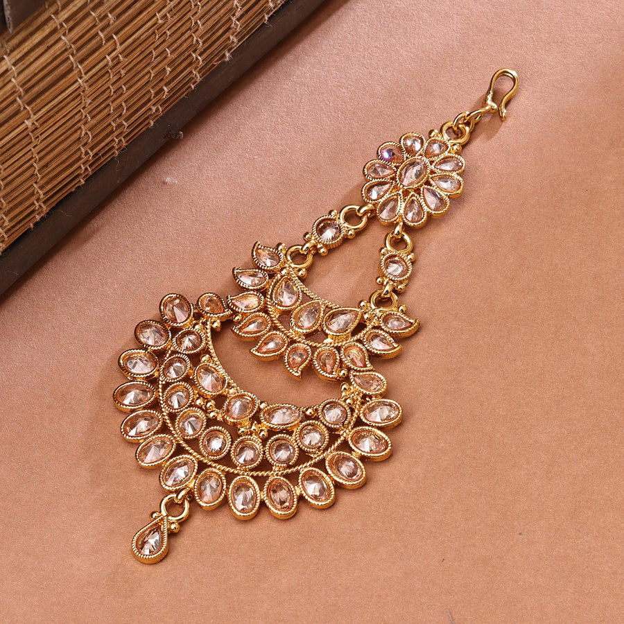 Sukkhi Delightful Golden Gold Plated Kundan Pasa for Women