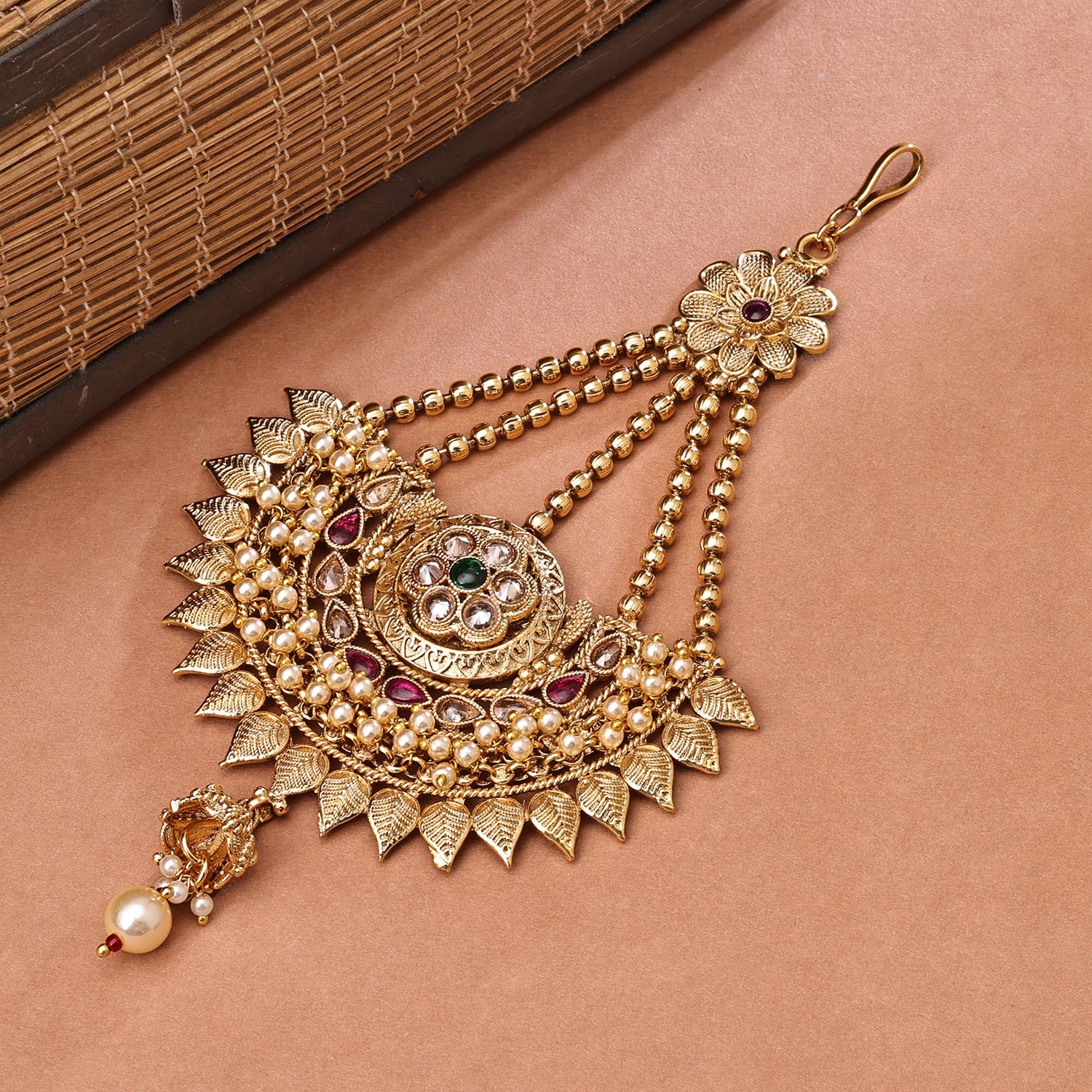 Sukkhi Fabulous Golden Gold Plated kundan & Pearl Pasa for Women