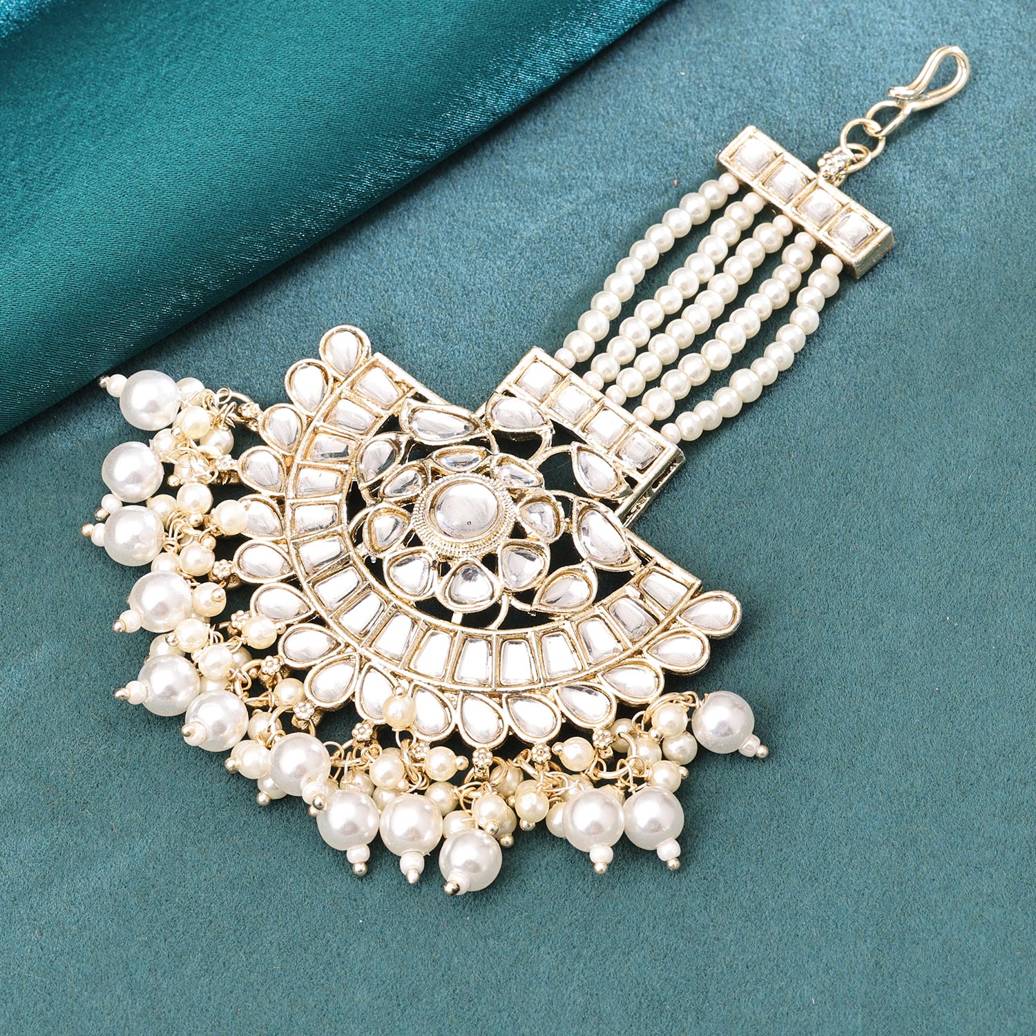 Sukkhi Lavish Golden Gold Plated kundan & Pearl Pasa for Women