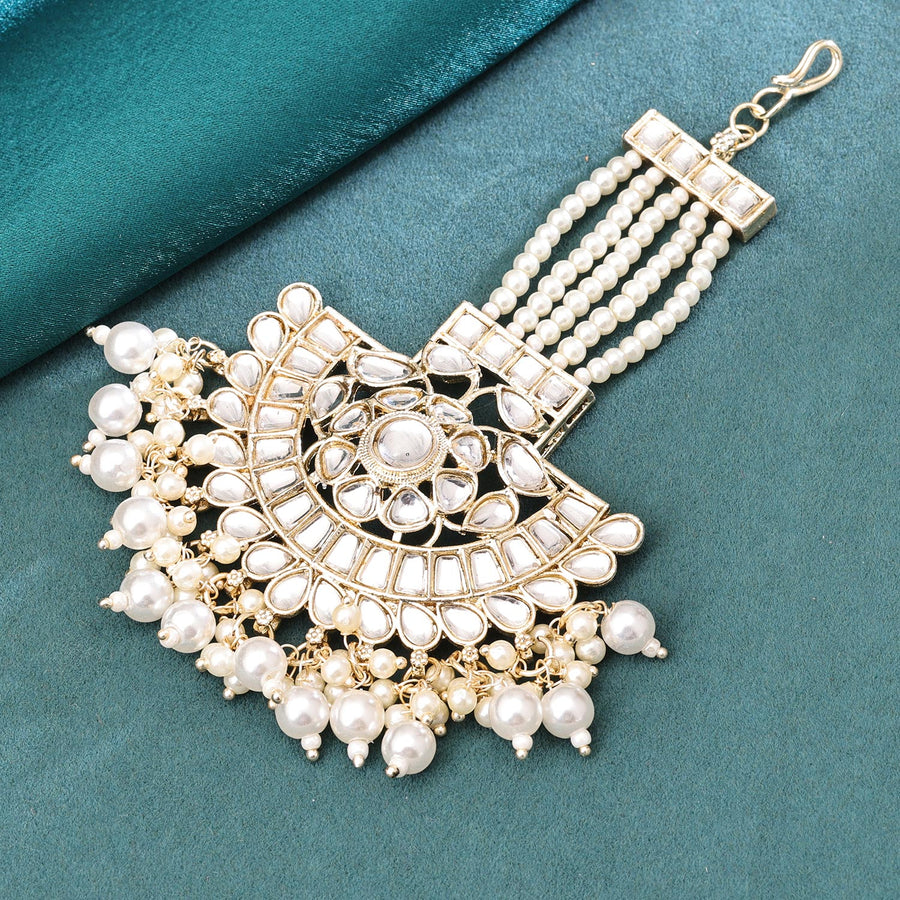 Sukkhi Lavish Golden Gold Plated kundan & Pearl Pasa for Women