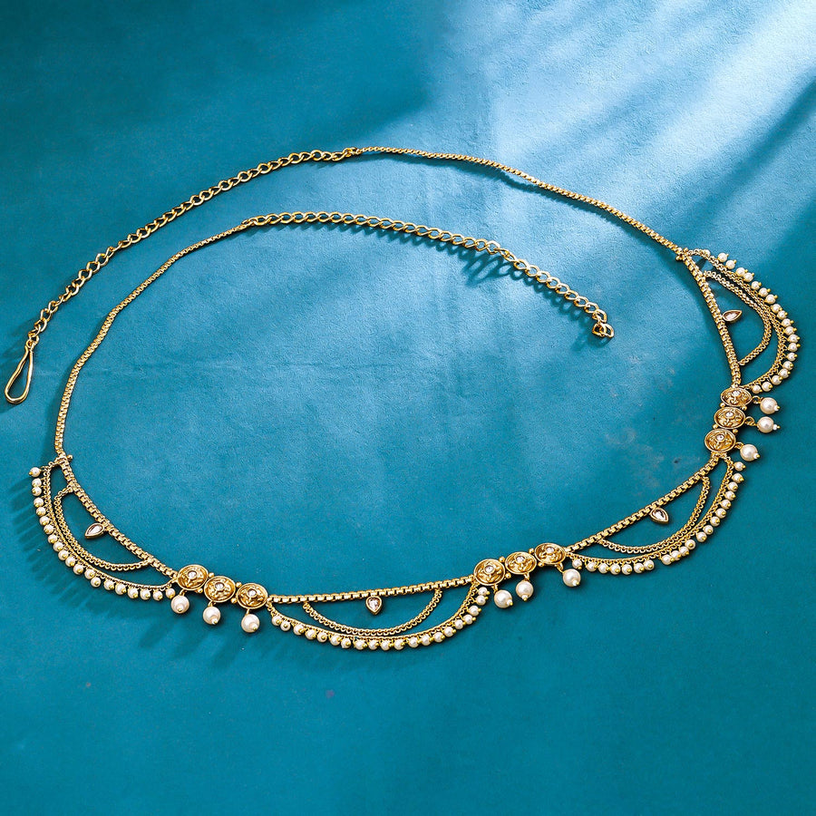 Sukkhi Spectacular Golden Gold Plated Pearl Kamarband for Women