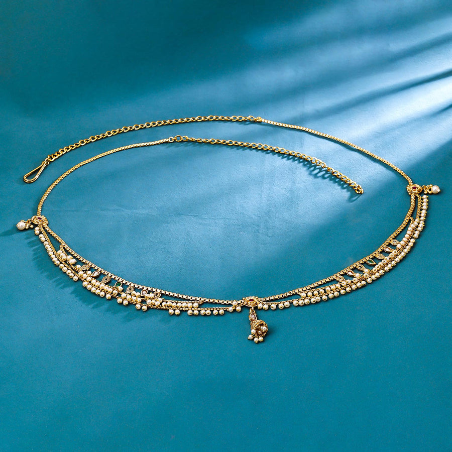 Sukkhi Glitzy Golden Gold Plated Pearl Kamarband for Women