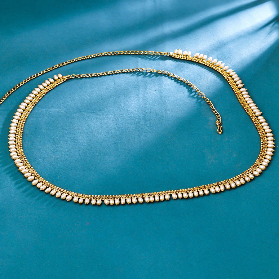 Sukkhi Glimmery Golden Gold Plated Pearl Kamarband for Women