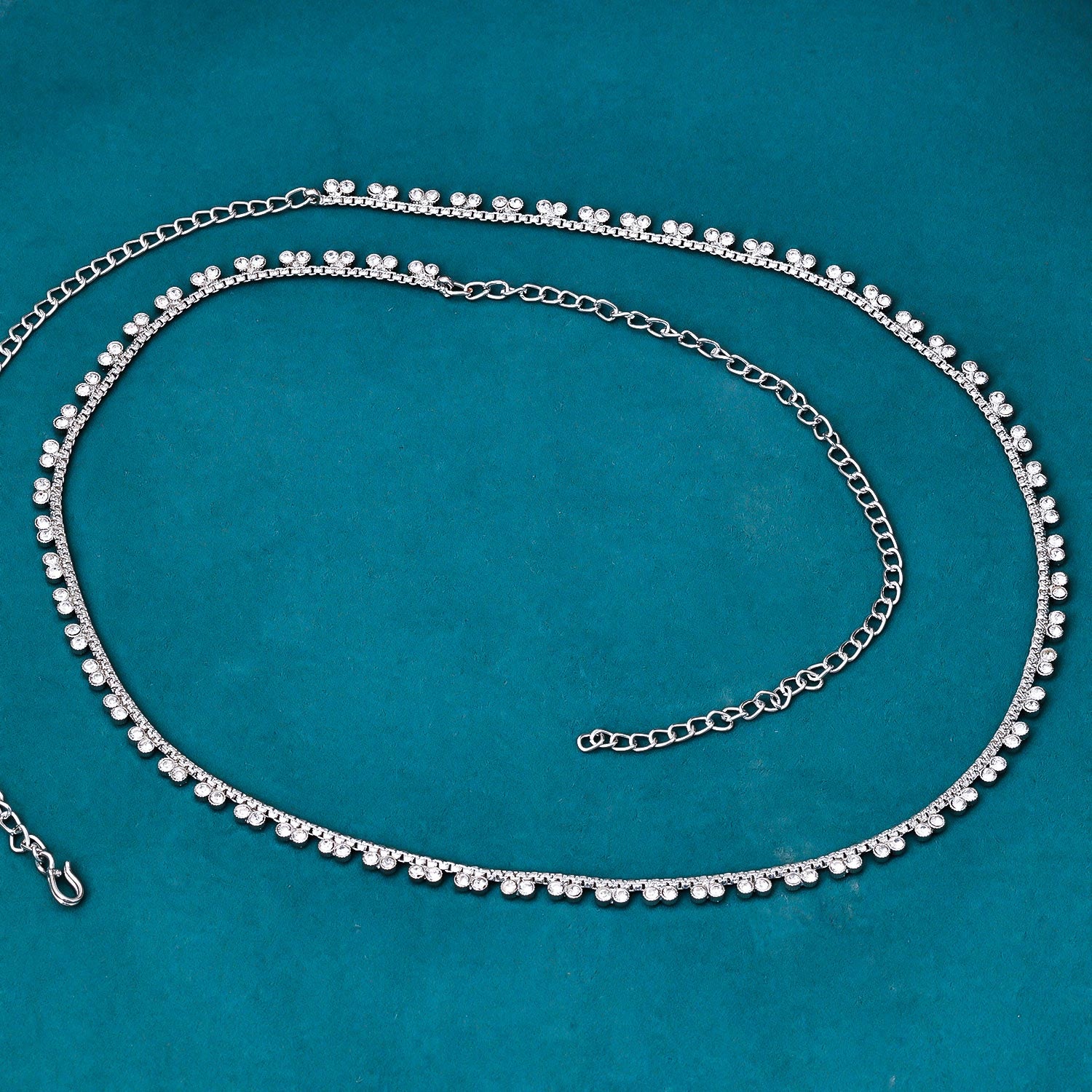 Sukkhi Modern Silver Rhodium Plated CZ Kamarband for Women
