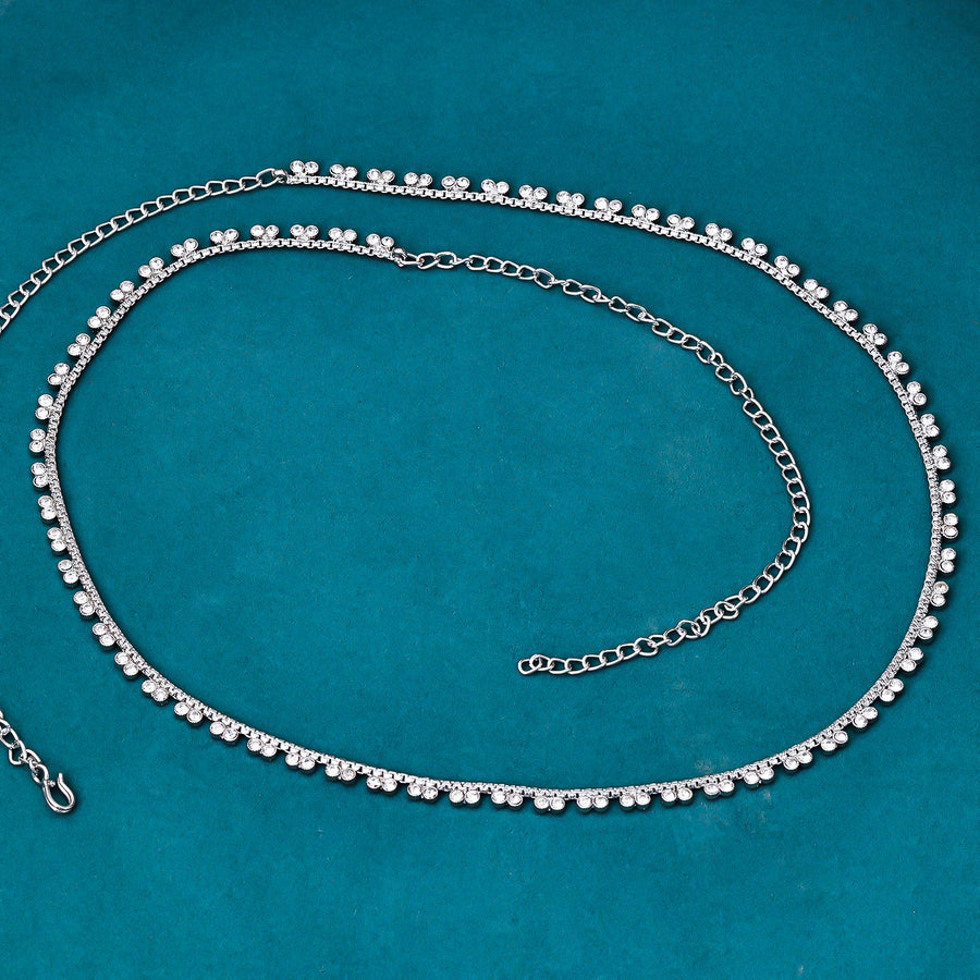 Sukkhi Modern Silver Rhodium Plated CZ Kamarband for Women