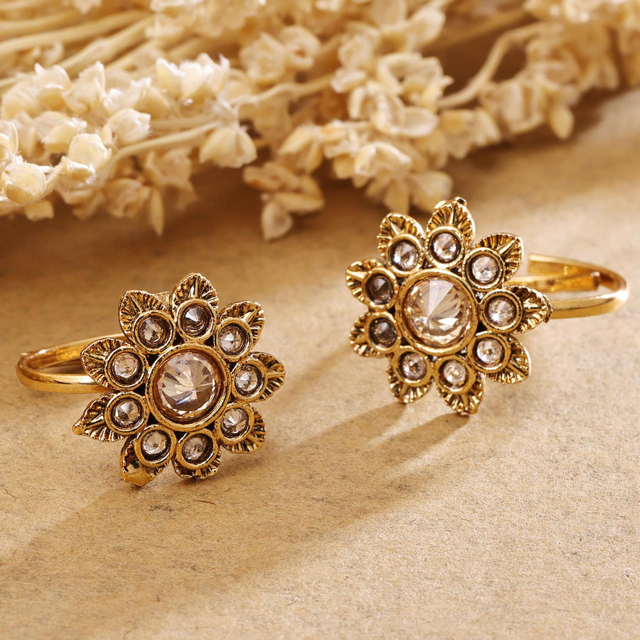 Sukkhi Eye Golden Gold Plated RD Toe Ring for Women