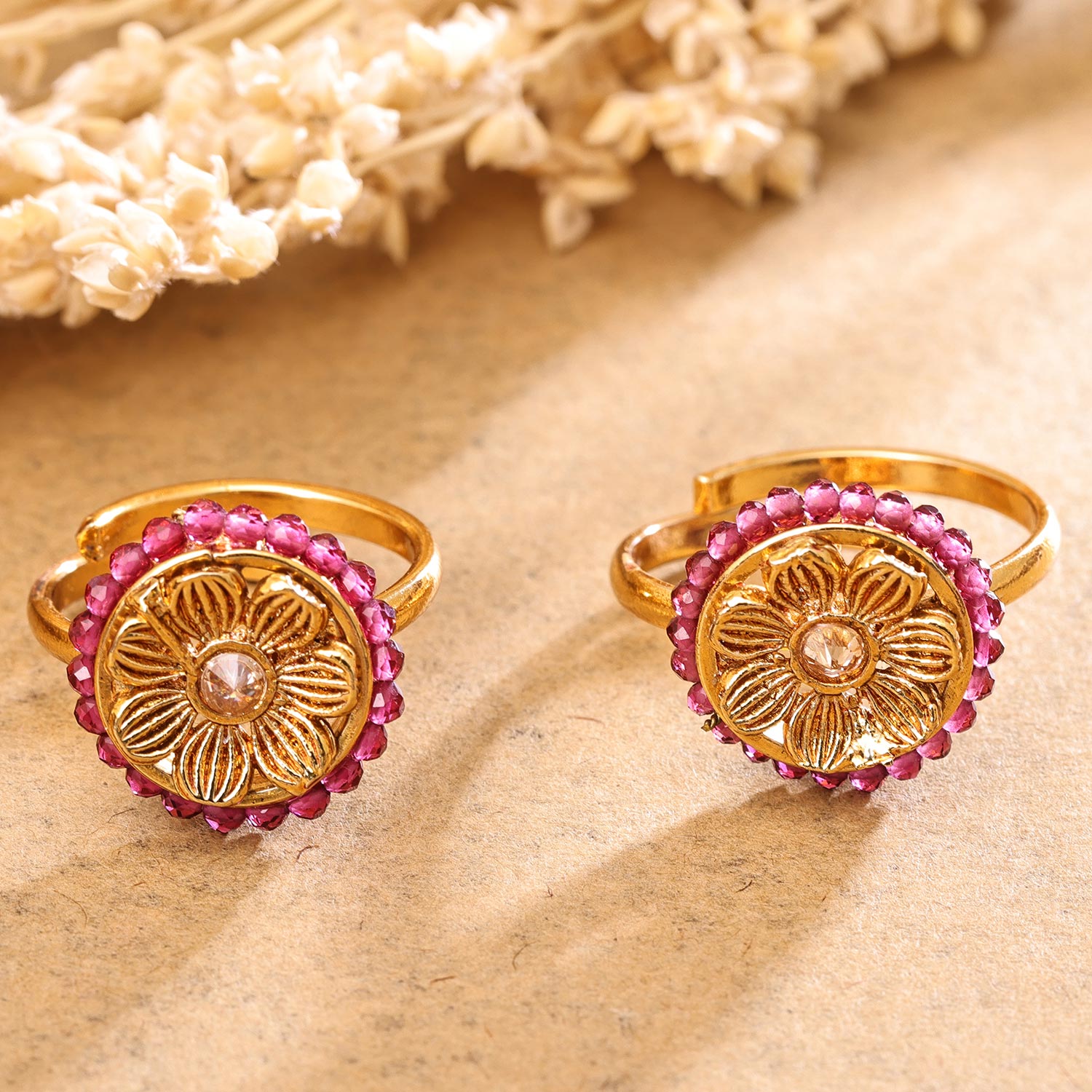 Sukkhi Skparkling Golden Gold Plated AD Toe Ring for Women