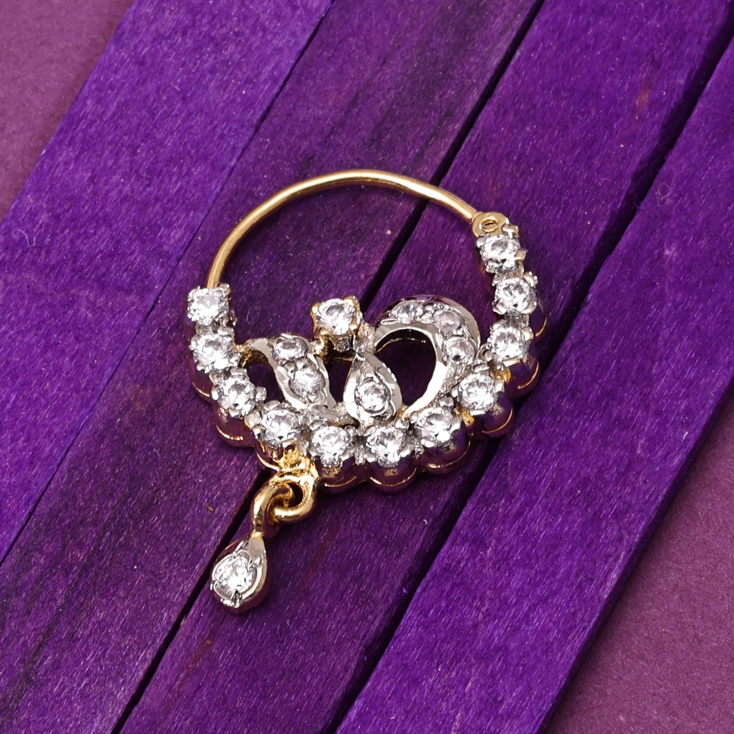 Sukkhi Incrediable Golden Gold Plated CZ Nosepin for Women